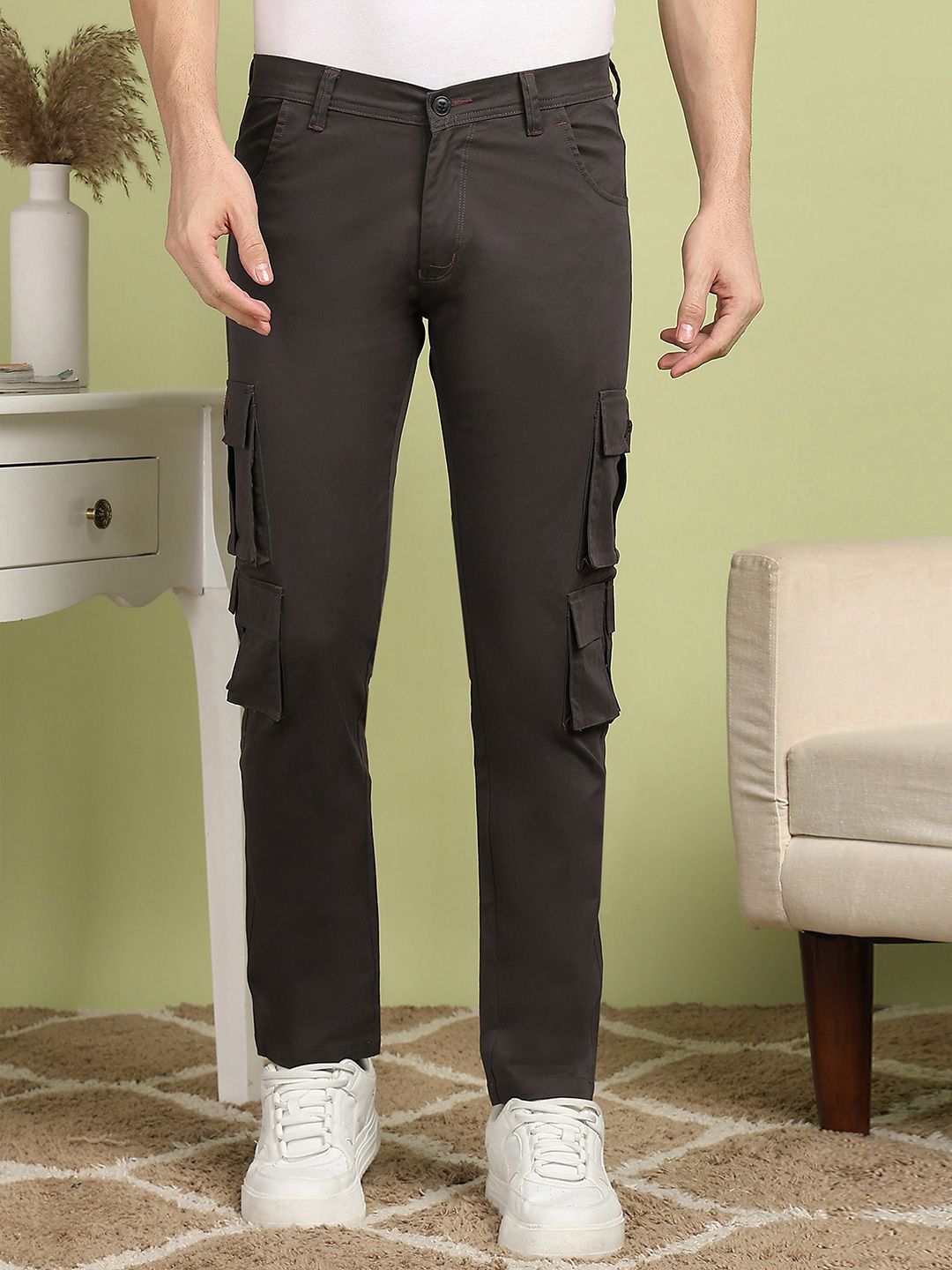 FUBAR Men Cotton Slim Fit Cargos Trousers-picture-15