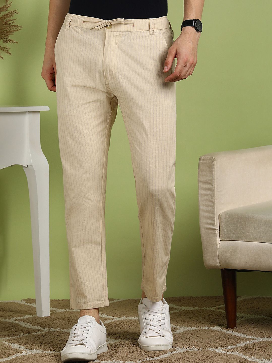 FUBAR Men Striped Regular Fit Mid-Rise Trousers-image-23
