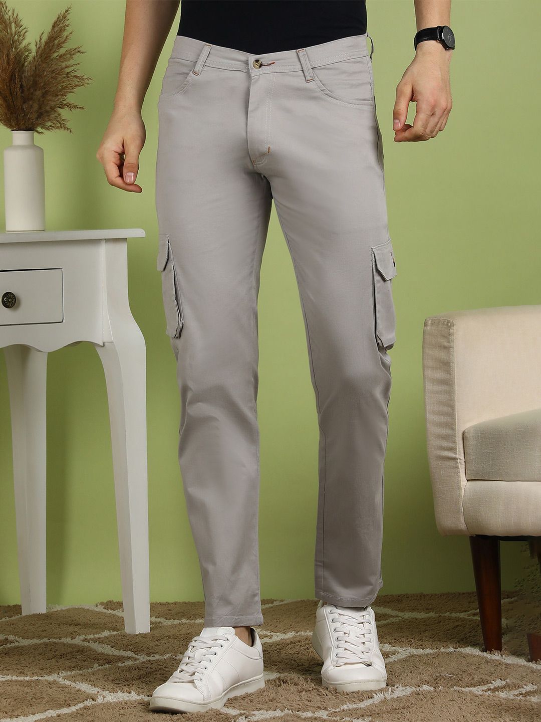 FUBAR Men Cotton Slim Fit Cargos Trousers-image-16