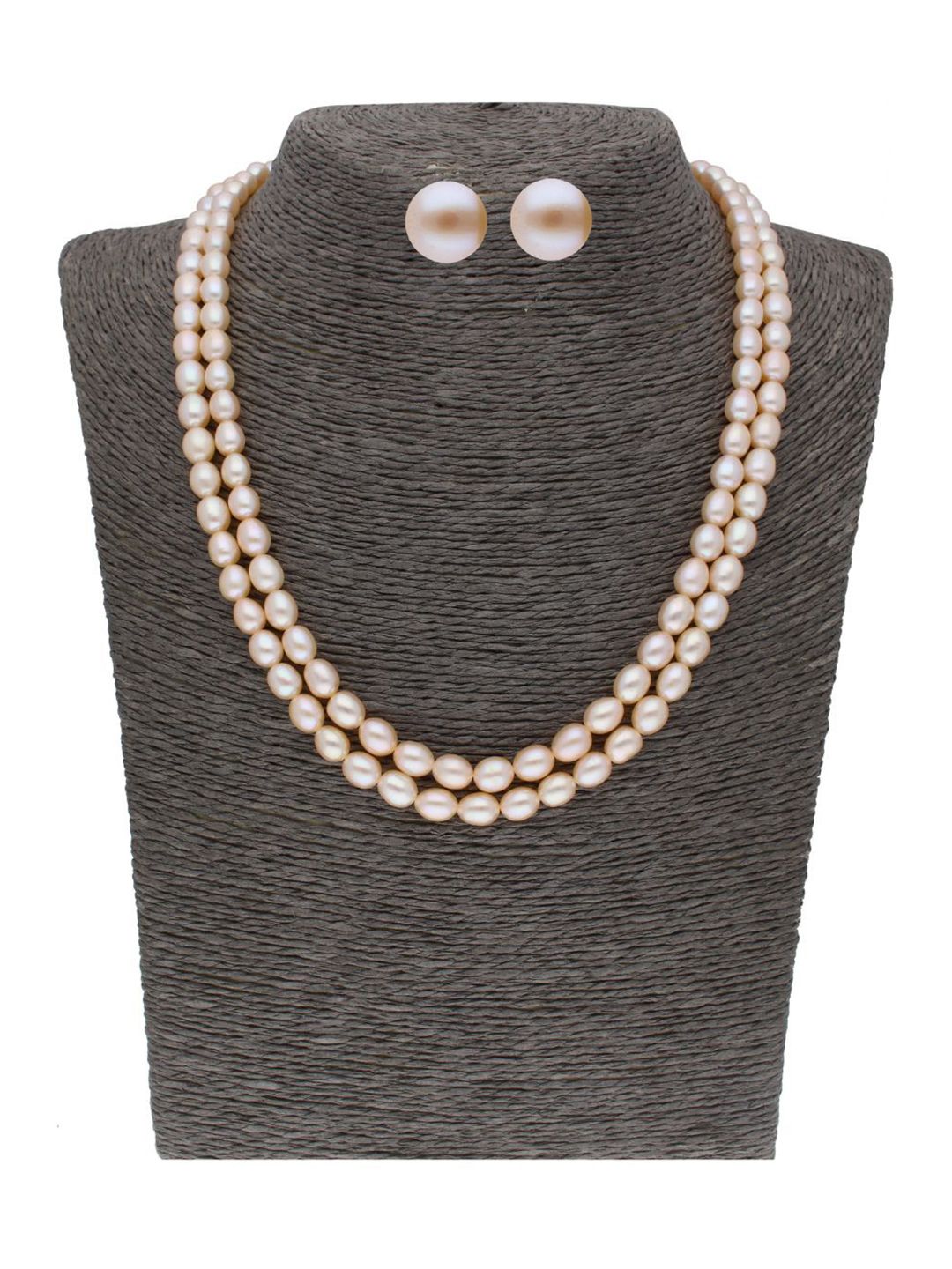 Sri Jagdamba Pearls Dealer Gold-Plated Pearl-Studded Jewellery Set