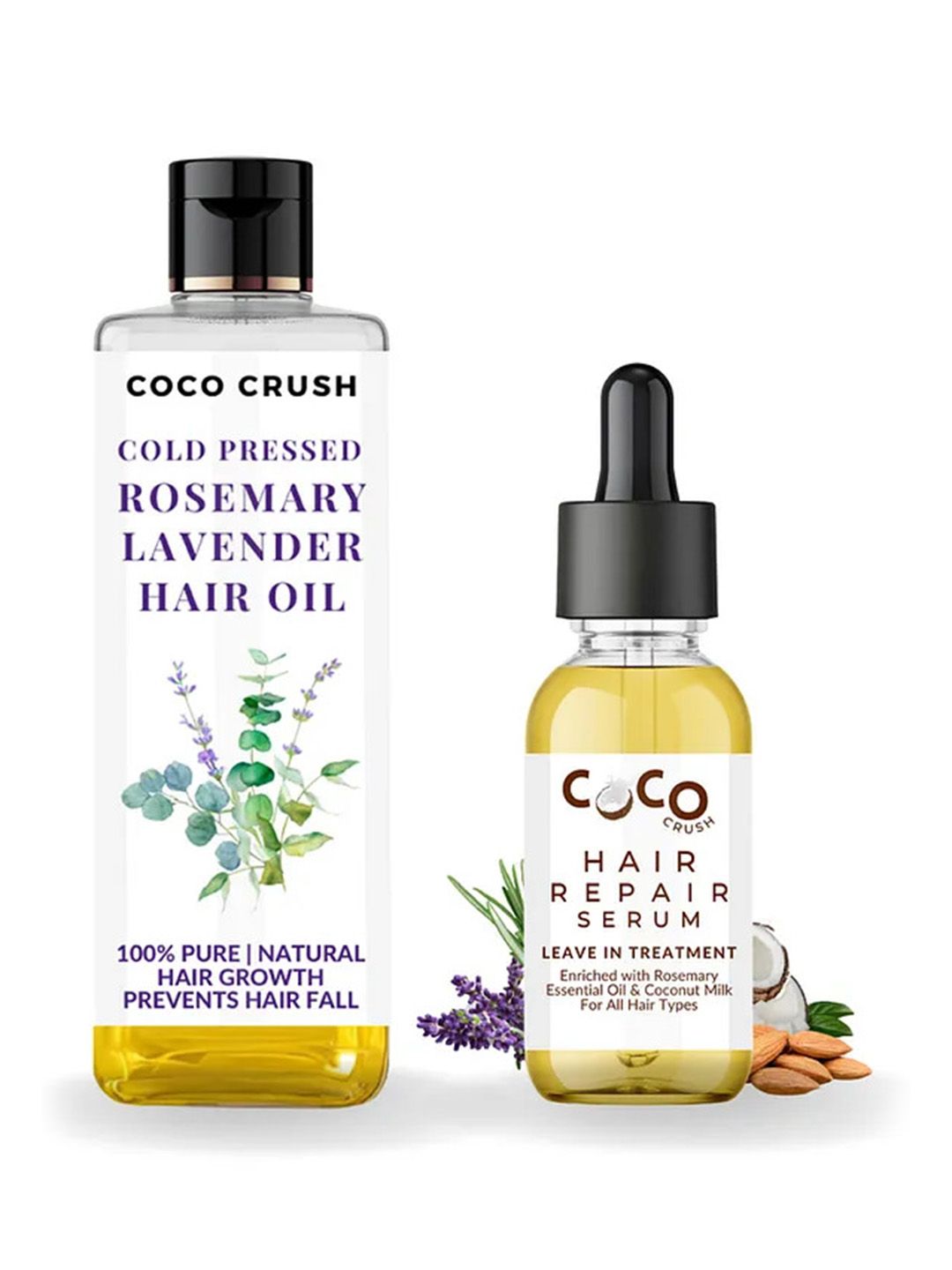Coco Crush Set Of 2 Rosemary Lavender Hair Oil- 50ml & Leave In Hair Repair Serum- 15ml-picture-25