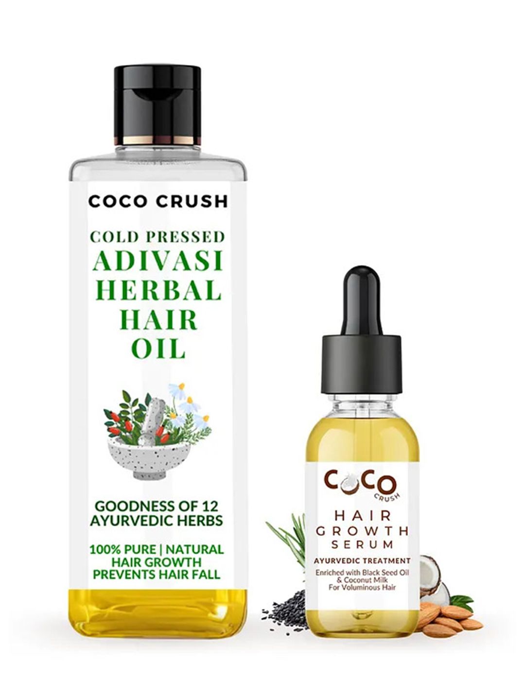 Coco Crush Set Of 2 Cold Pressed Adivasi Herbal Hair Oil -50ml & Ayurvedic Hair Serum-15ml-picture-51