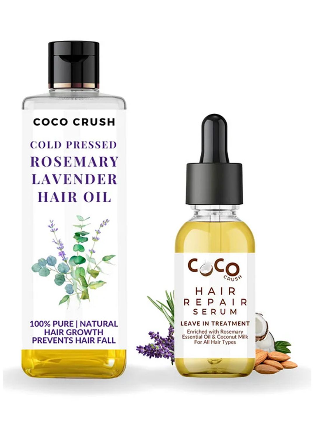 Coco Crush Set Of 2 Rosemary Lavender Hair Oil- 100ml & Ayurvedic Hair Growth Serum- 30ml-image-2