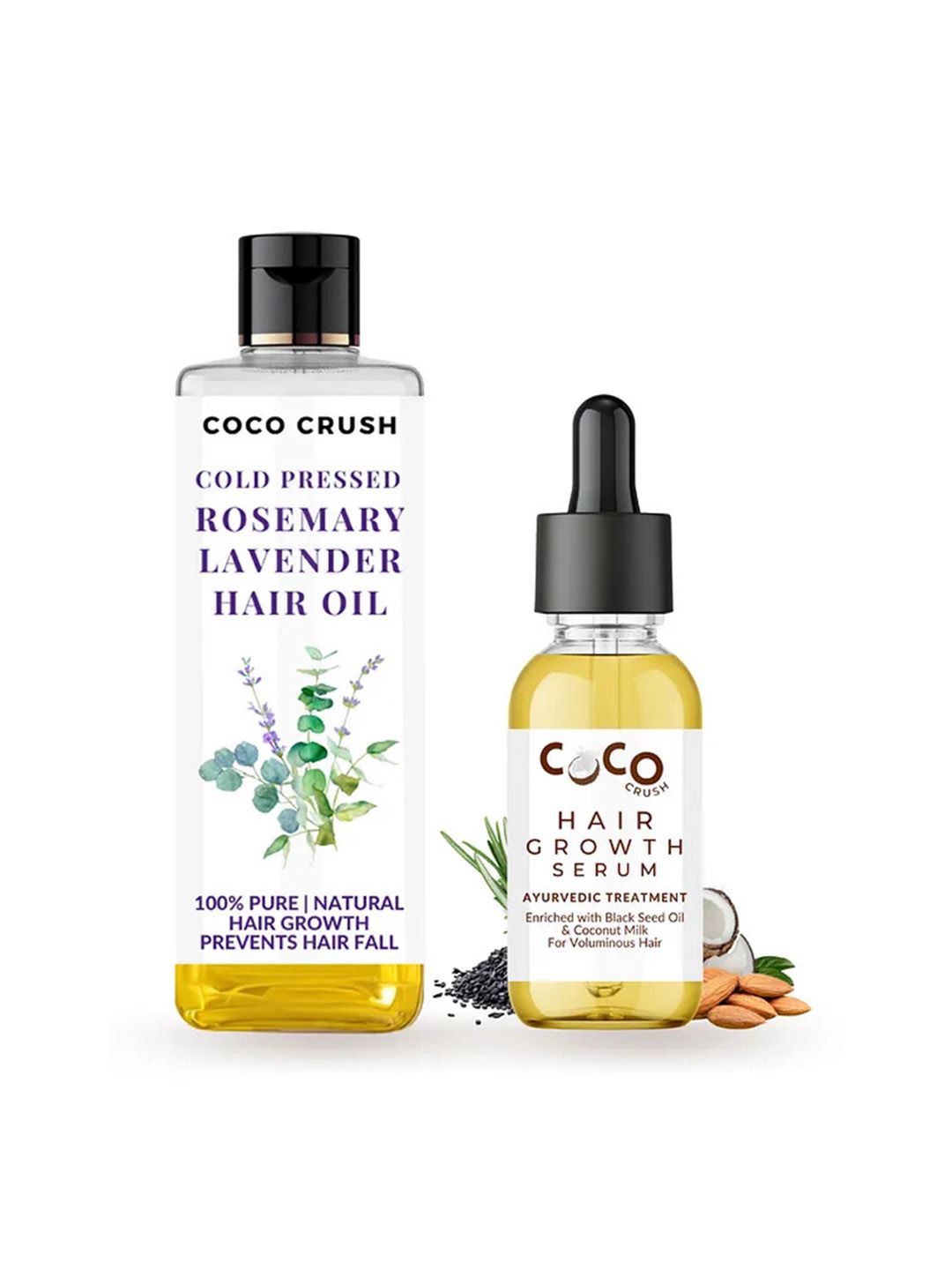 Coco Crush Set Of 2 Rosemary Lavender Hair Oil - 50ml & Ayurvedic Hair Growth Serum- 15ml-picture-34