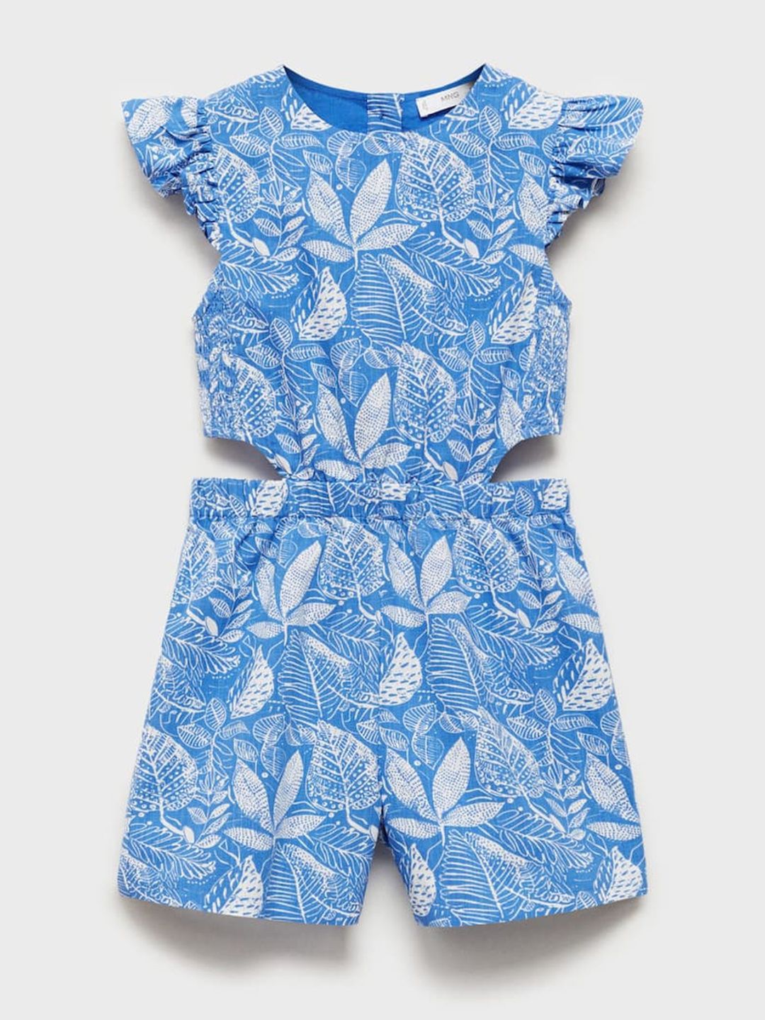 Mango Kids Girls Tropical Print Pure Cotton RuffledJumpsuit With Cut-Out Detail-picture-49
