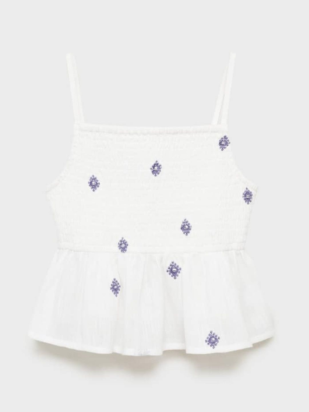 Mango Kids Girls Smocked Peplum Top with Embroidery-picture-7