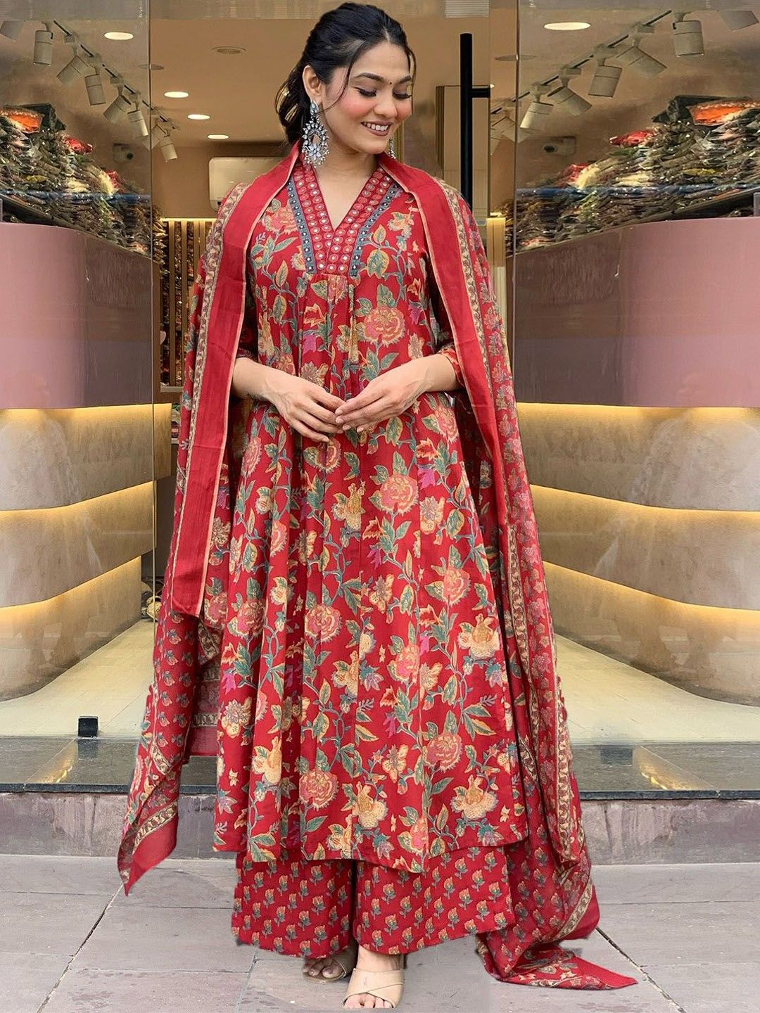 BAESD Women Ethnic Motifs Printed Regular Kurta with Palazzos & With Dupatta-picture-15