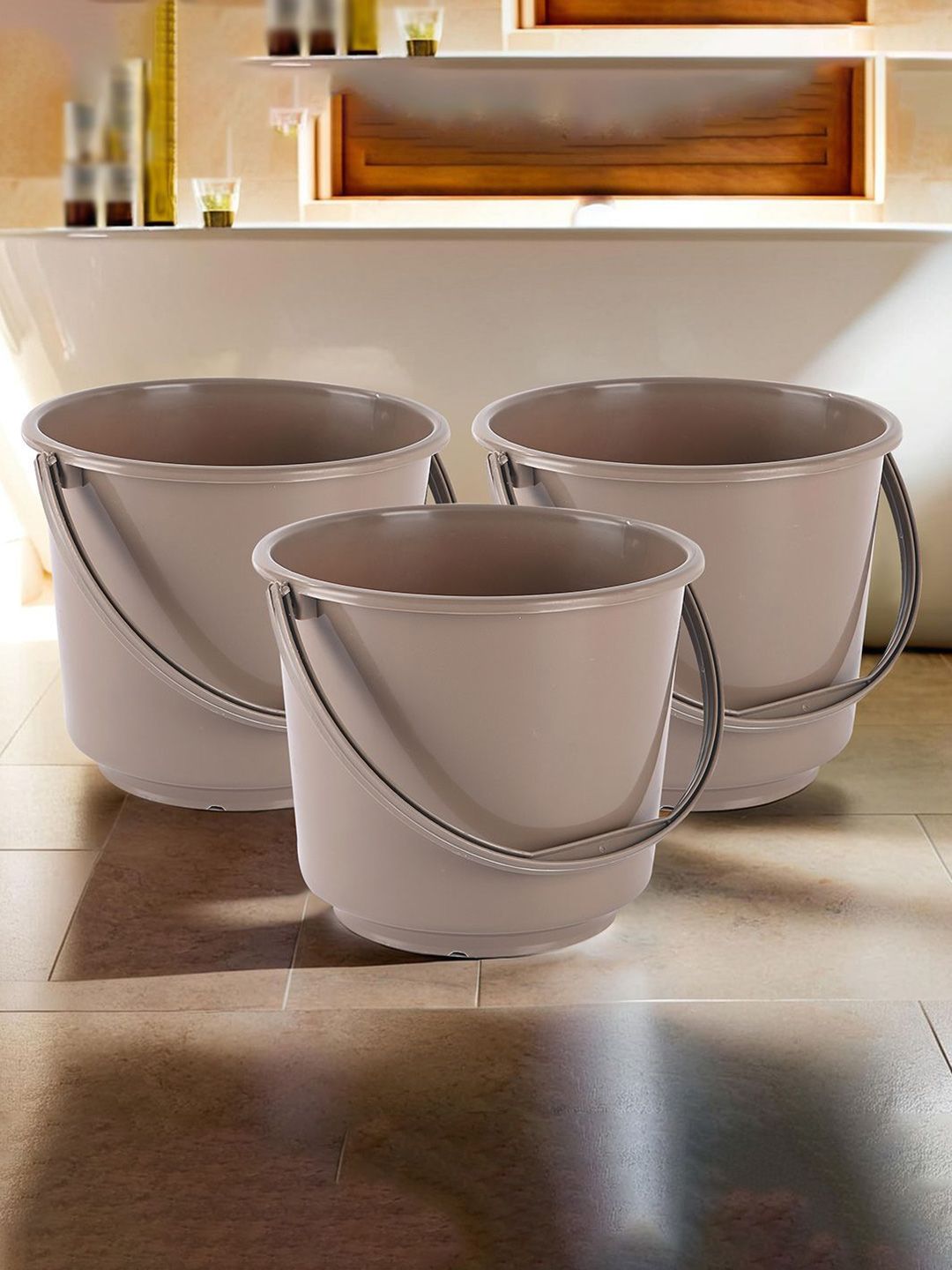 Kuber Industries Brown 3 Pieces Multi Purpose Small Bucket- 5ltr-image-34