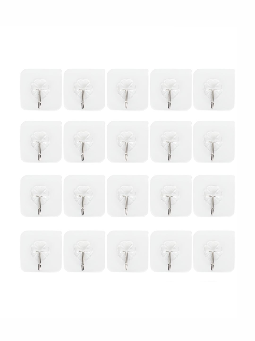 HOKIPO 20 Pcs Transparent & Silver Toned Wall Adhesive Hooks-image-28