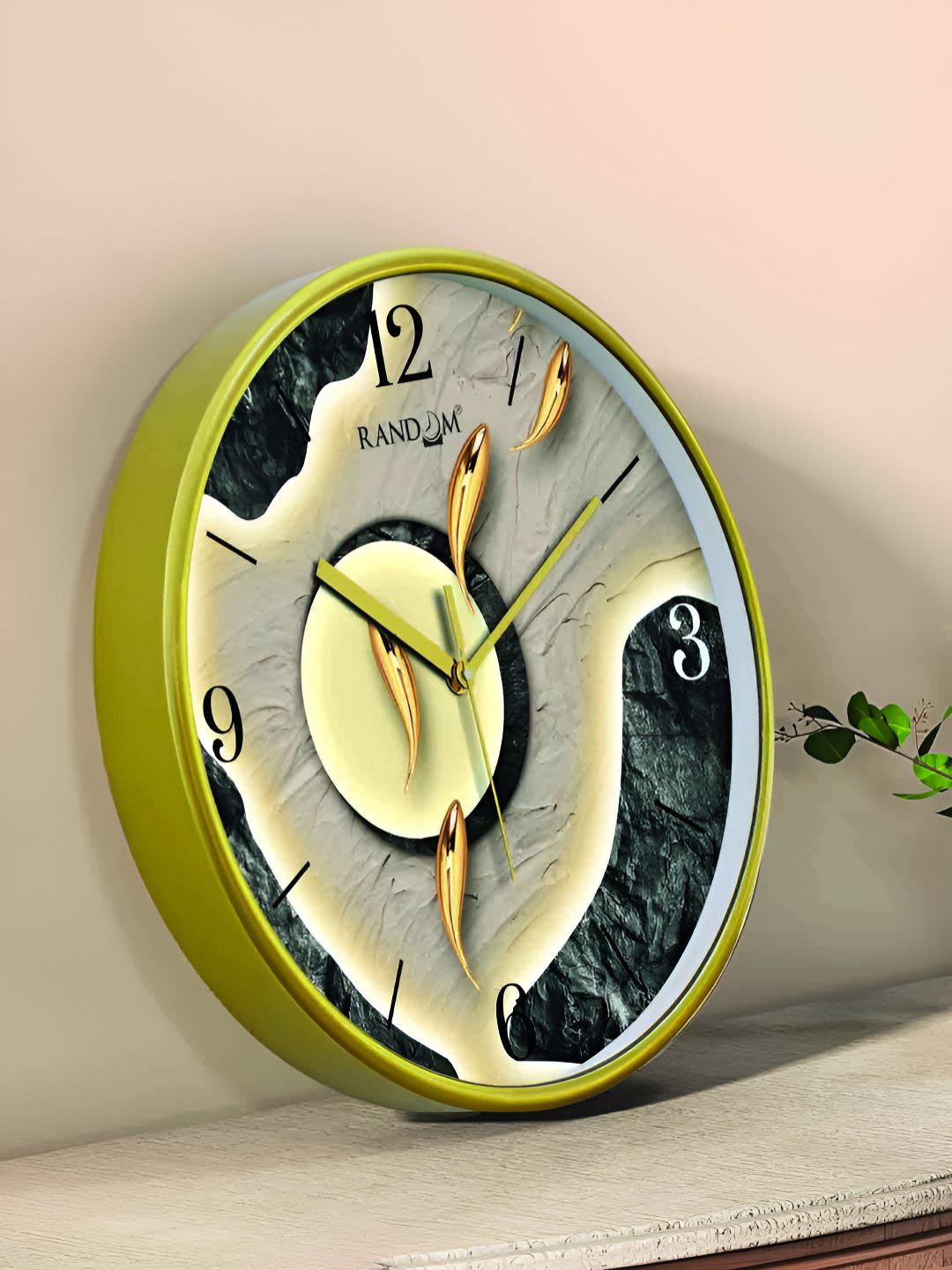RANDOM Green & Grey Printed Contemporary Round Analogue Wall Clock-image-40