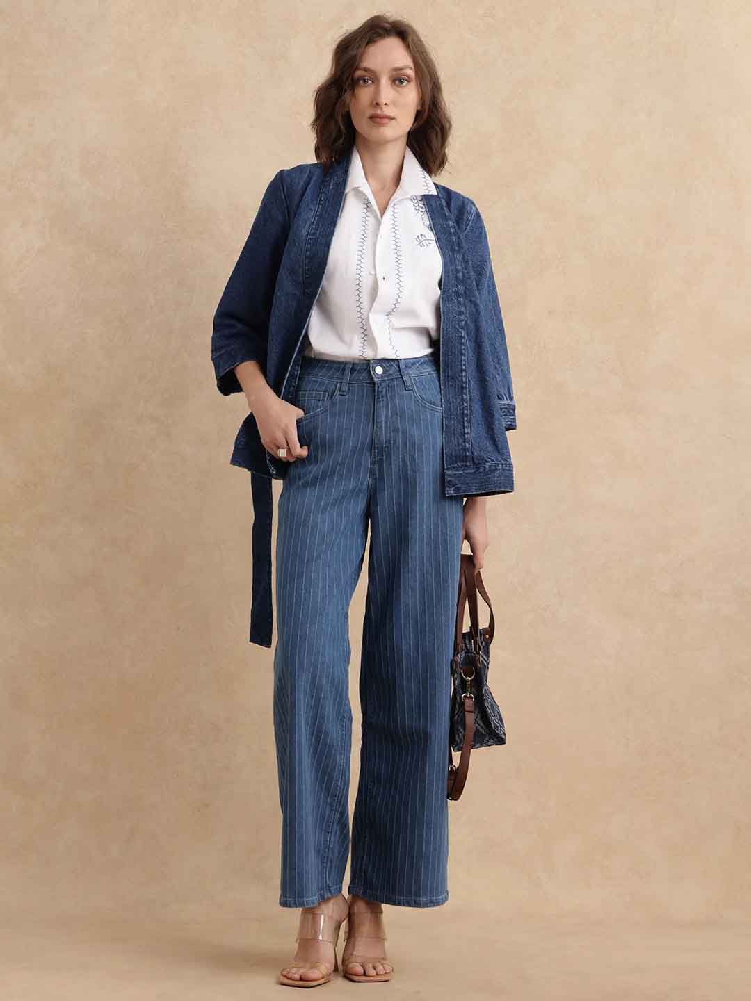 Women’s Wide-Leg Jeans – High Rise – Structured Denim – Flared Relaxed Fit – Full Length main image 0