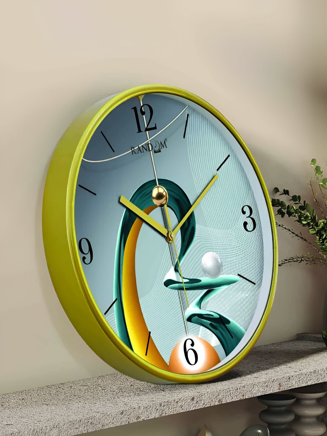 RANDOM Green & White Printed Contemporary Round Analogue Wall Clock-picture-33