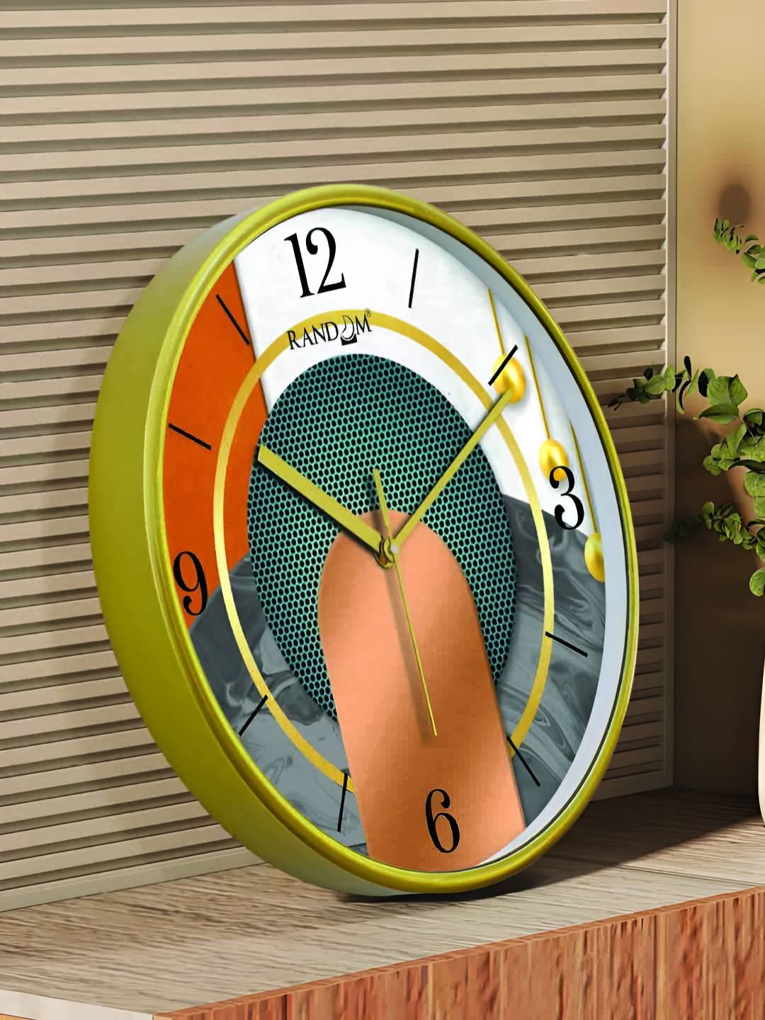 RANDOM Green & White Printed Contemporary Round Analogue Wall Clock-picture-40