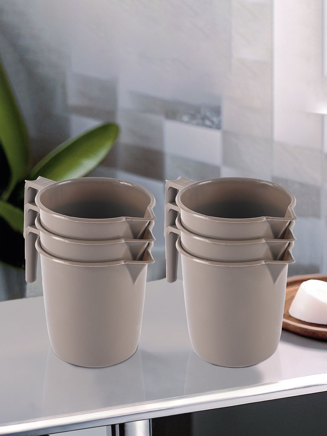 Kuber Industries Brown 6 Pieces Lightweight Mugs 1L Each-picture-17