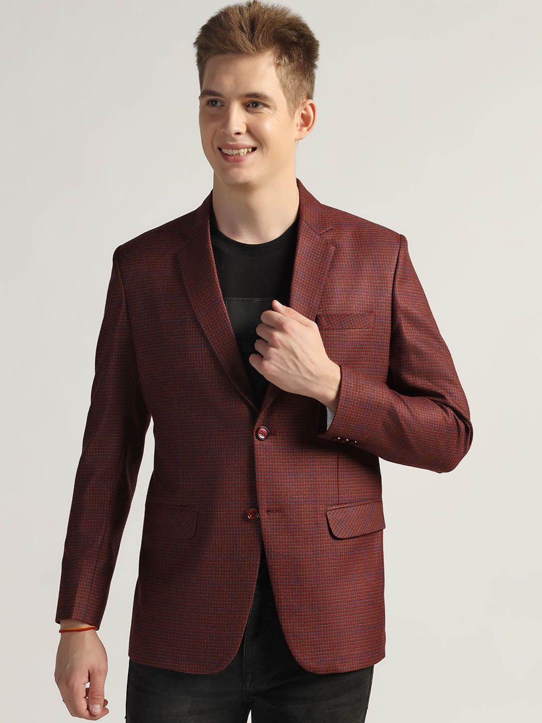TAHVO Checked Single Breasted Formal Blazer-picture-11