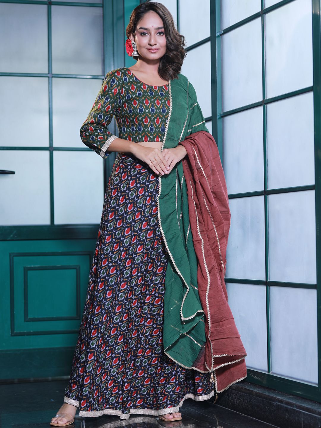 Sangria Printed Lehenga With Choli & Dupatta-picture-18