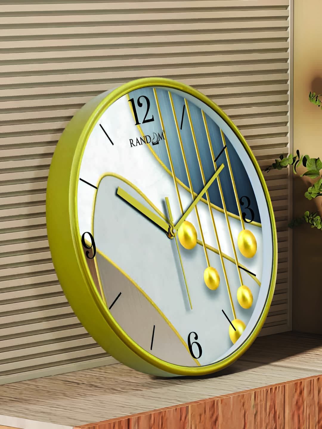 RANDOM Green & White Printed Contemporary Round Analogue Wall Clock-picture-20