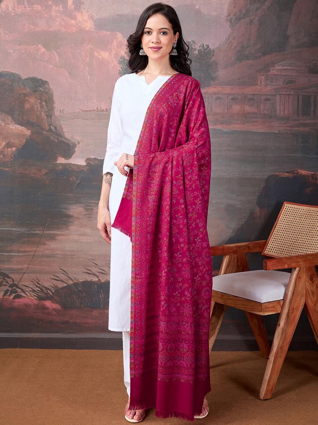 sangria House of Pataudi Women Floral Woven Design Shawl-picture-30