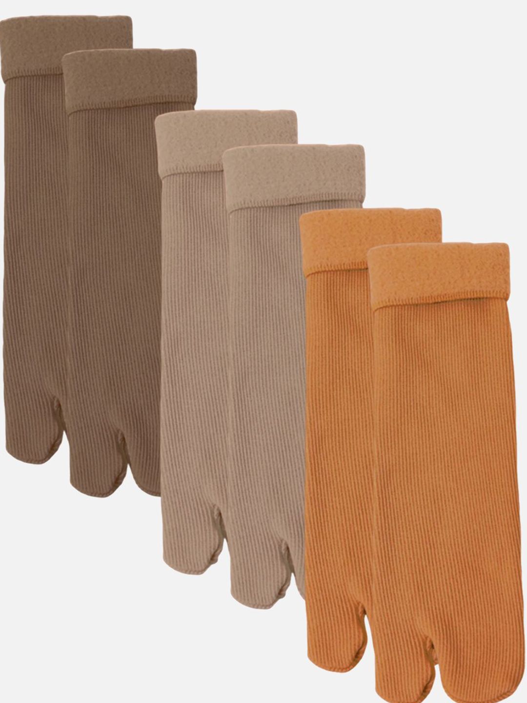 FIMS Women Pack Of 3 Striped Calf Length Thumb Socks-picture-33