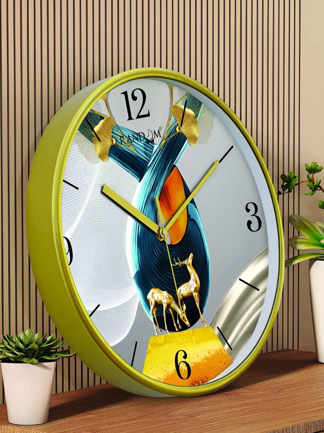 RANDOM Green & White Printed Contemporary Wall Clock-picture-41