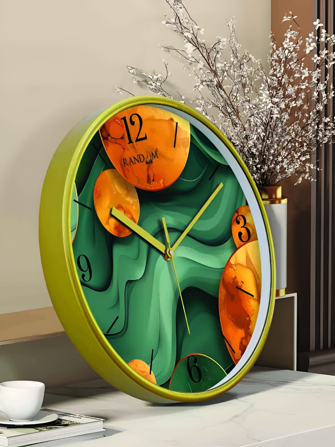 RANDOM Green & Orange Coloured Printed Contemporary Wall Clock-picture-36