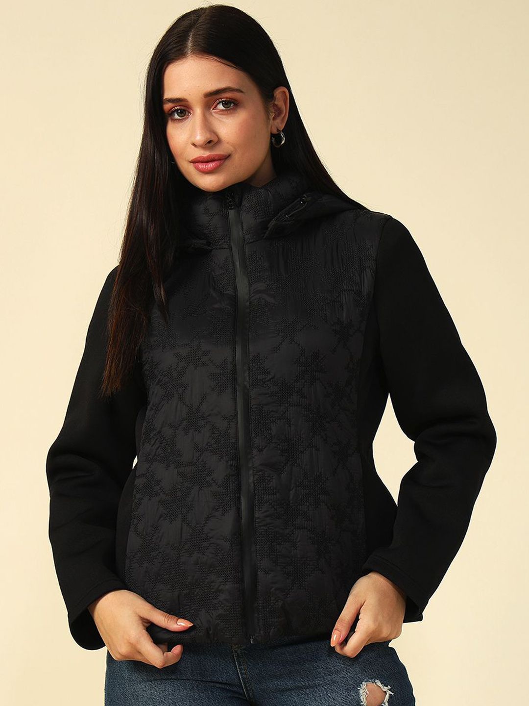 Beatnik Women Hooded Self Design Casual Padded Jacket-picture-30