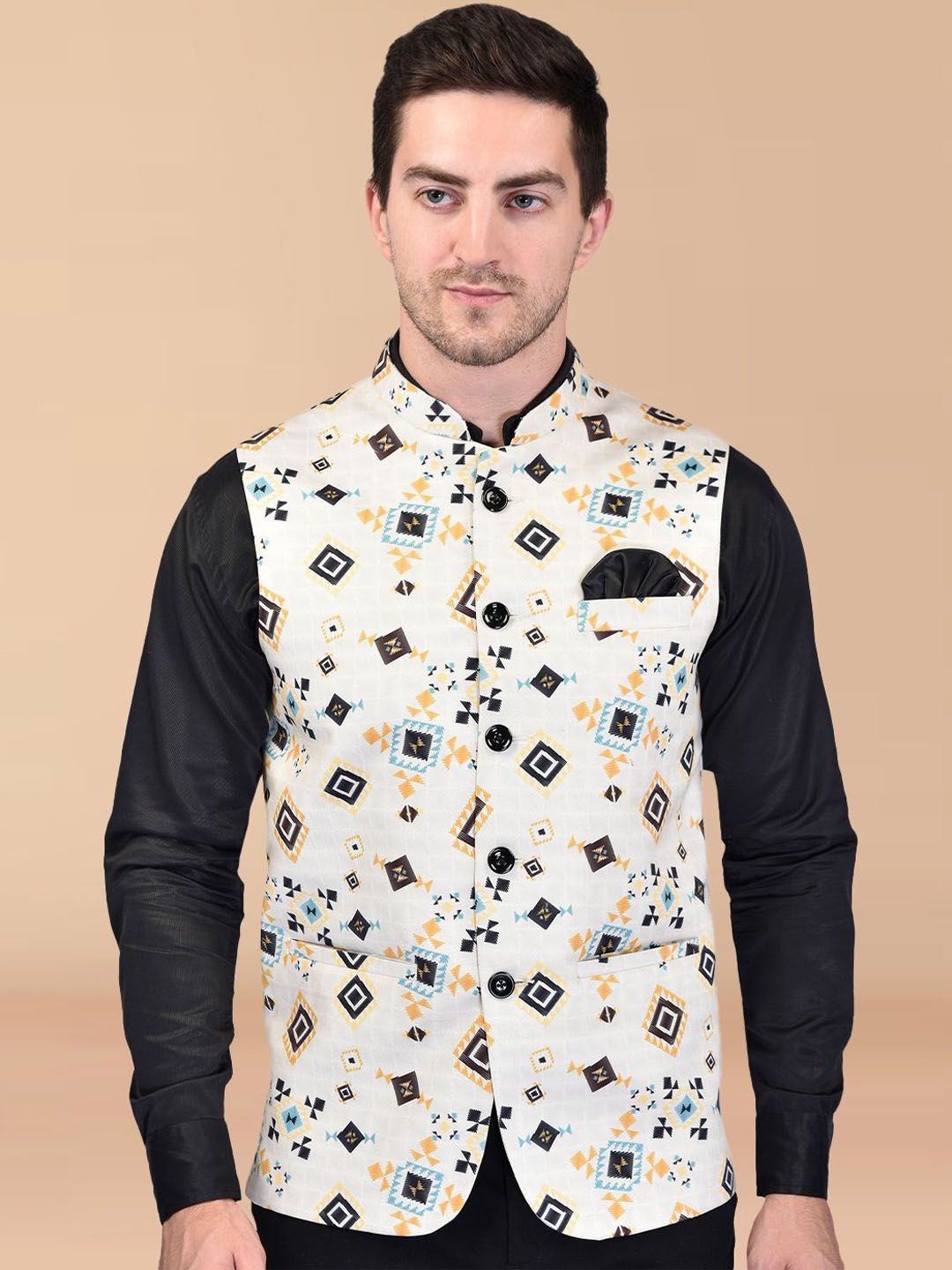 PRINTINDIA Men Printed Mandarin Collar Nehru Jackets-picture-38