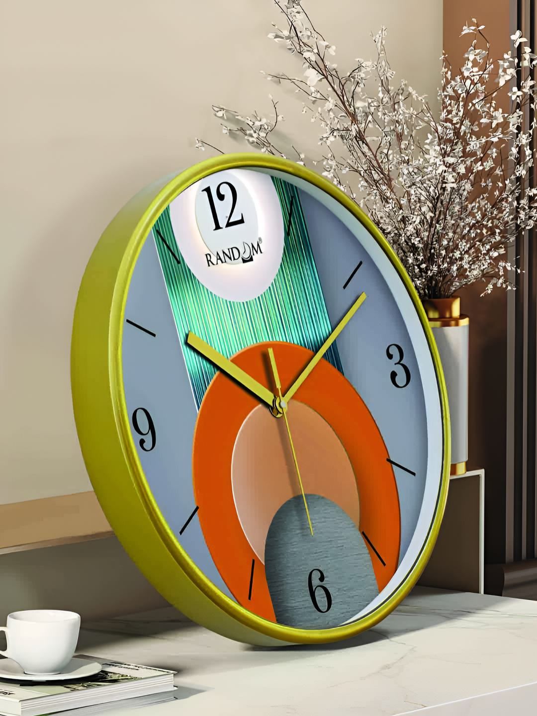 RANDOM Blue & Orange Printed Contemporary Round Analogue Wall Clock-picture-18