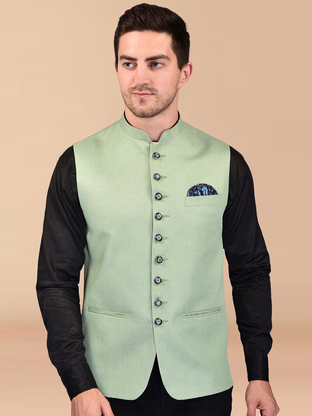 PRINTINDIA Men Mandarin Collar Woven Nehru Jacket-picture-22