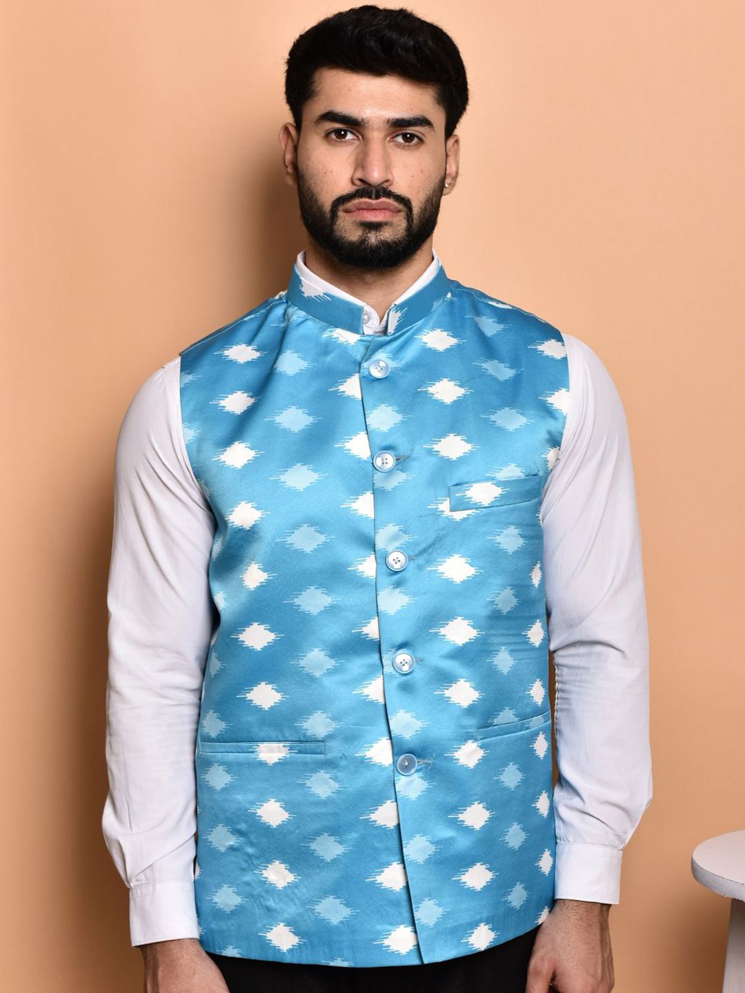 PRINTINDIA Men Printed Mandarin Collar Nehru Jackets-picture-38