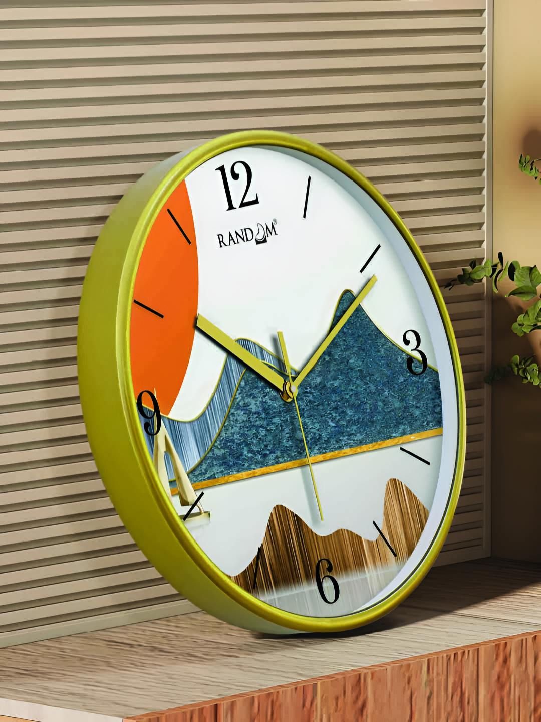 RANDOM Green & White Printed Contemporary Wall Clock-picture-37