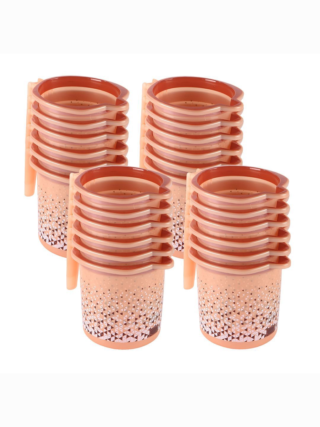 Kuber Industries Beige & Pink 24 Pieces Geometric Printed Mugs 1.5 L Each-picture-27