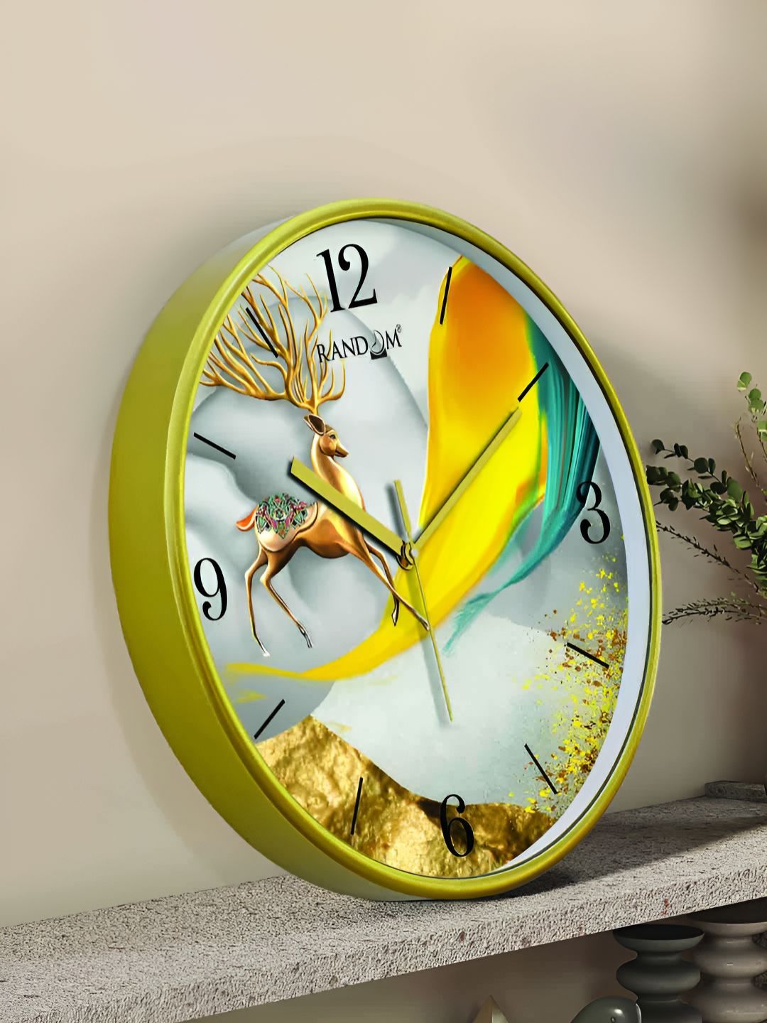 RANDOM Green & White Printed Contemporary Round Analogue Wall Clock-picture-13