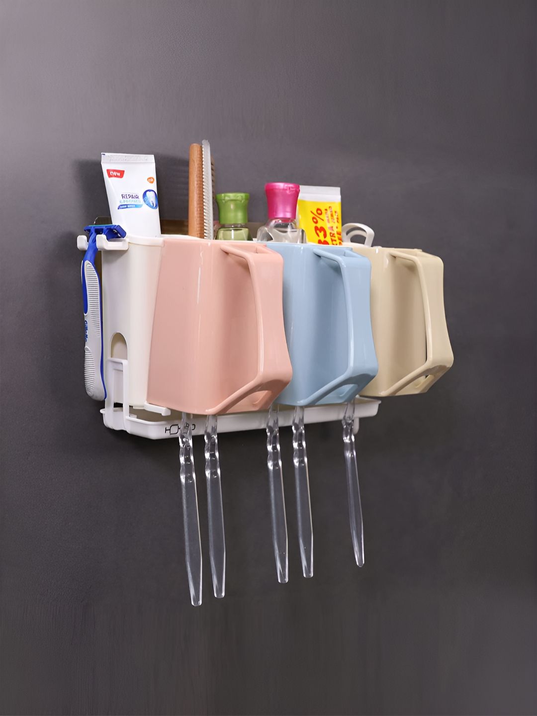 HOKIPO Pink & White Toothbrush Holder-picture-37