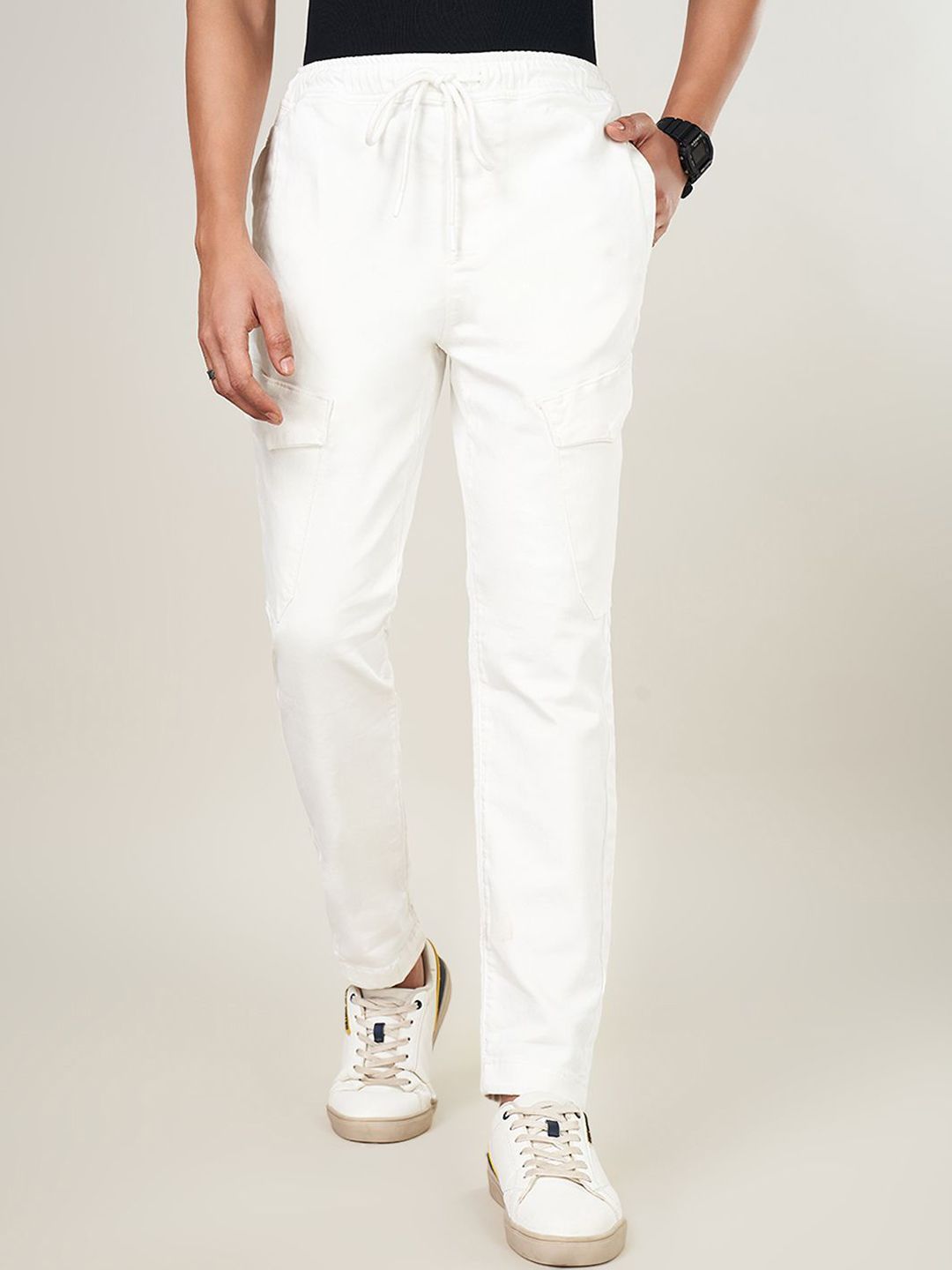 People Men Regular Fit Mid-Rise Cargos Trousers-picture-33