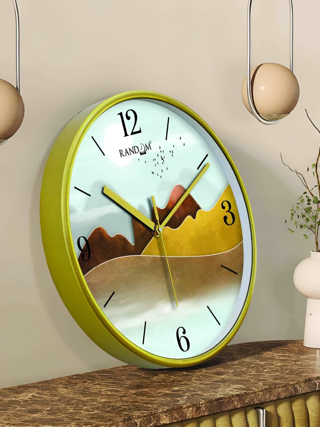 RANDOM Green & Blue Printed Contemporary Round Analogue Wall Clock-picture-17