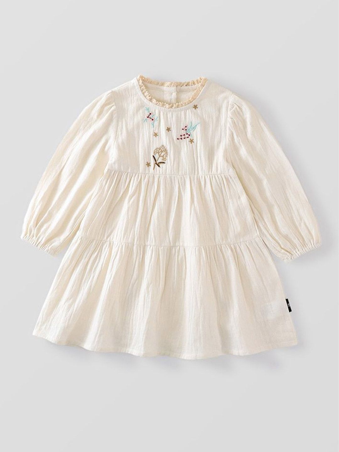 LULU & SKY Girls Embroidered Puff Sleeve A-Line Dress-picture-30