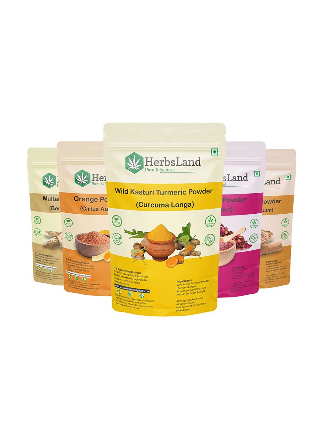 HerbsLand Set Of 5 Face Pack Powder - 50 g Each-picture-47