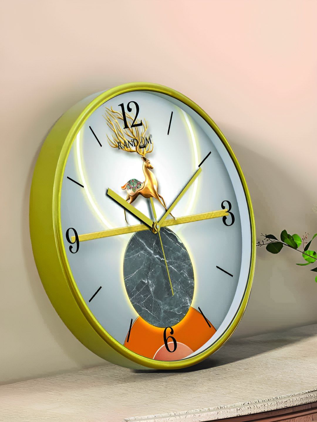 RANDOM Green & White Printed Contemporary Round Analogue Wall Clock-picture-42