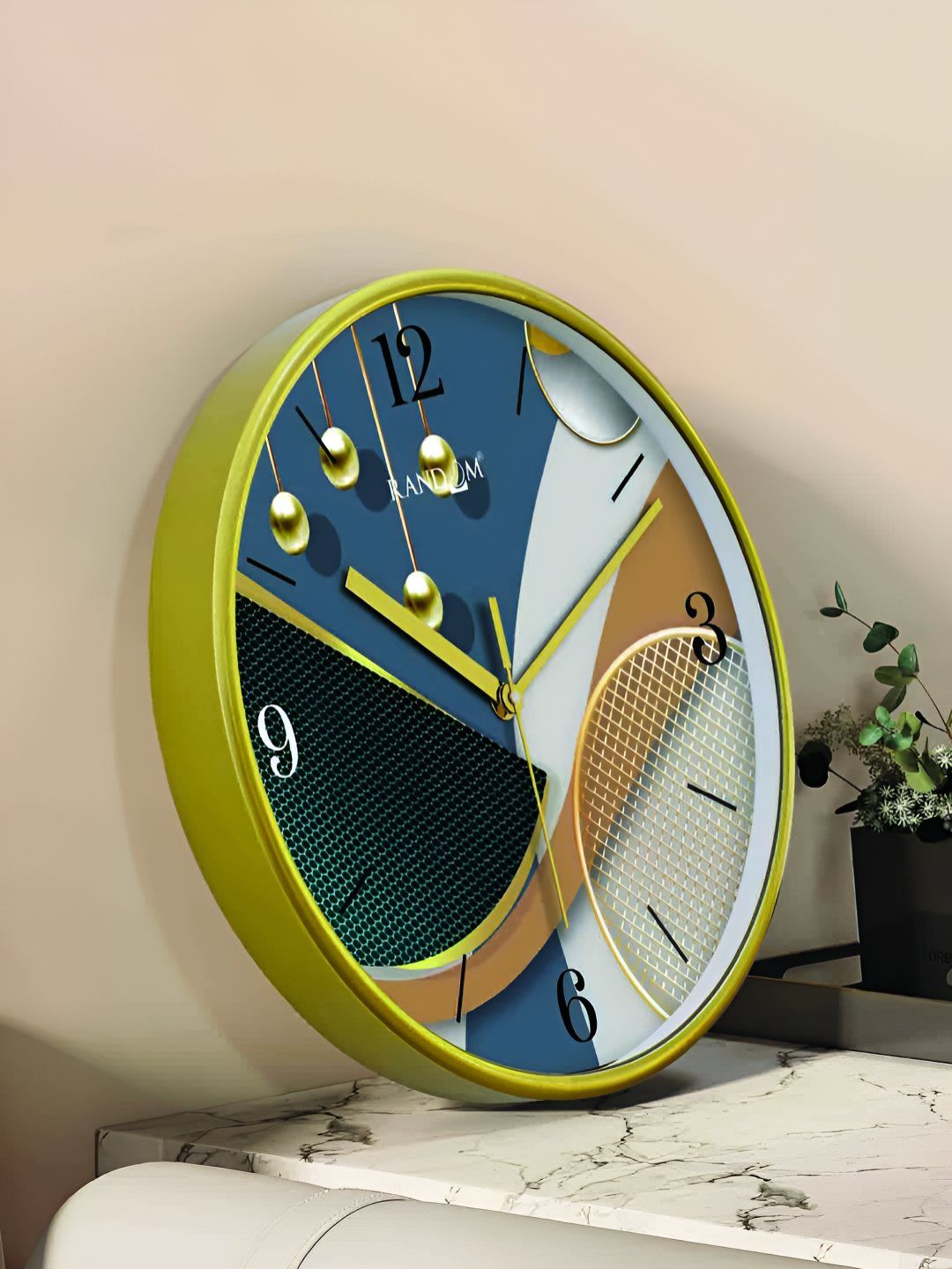 RANDOM Green & Blue Printed Contemporary Round Analogue Wall Clock-picture-16