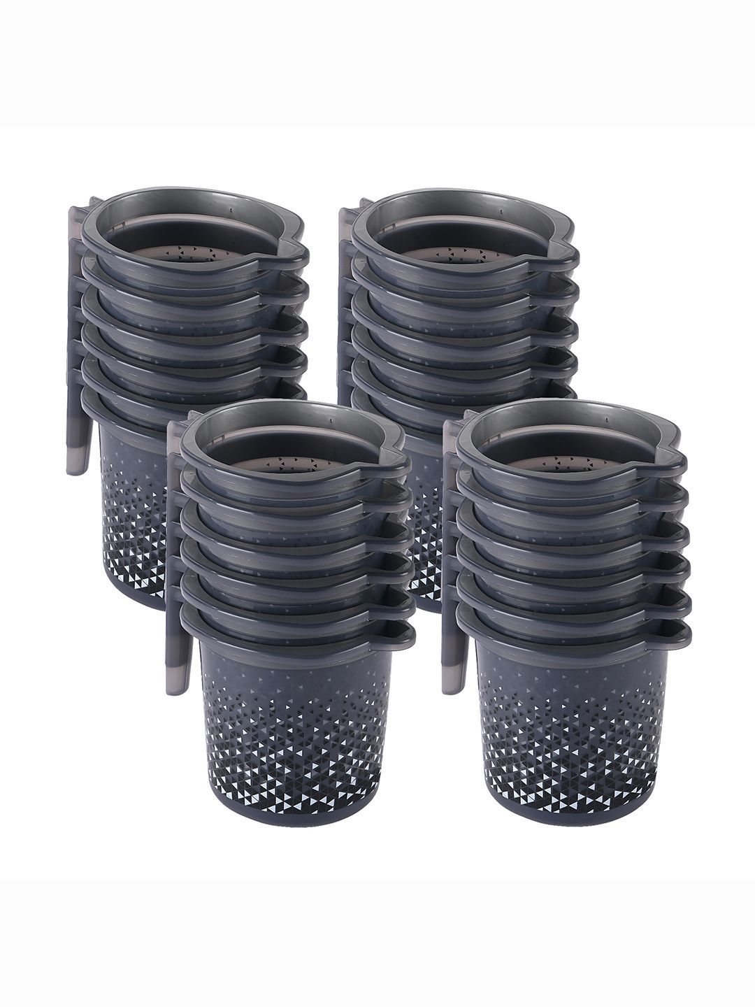 Kuber Industries Black & White 24 Pieces Geometric Printed Bathroom Mugs-1.5 Litres-picture-29