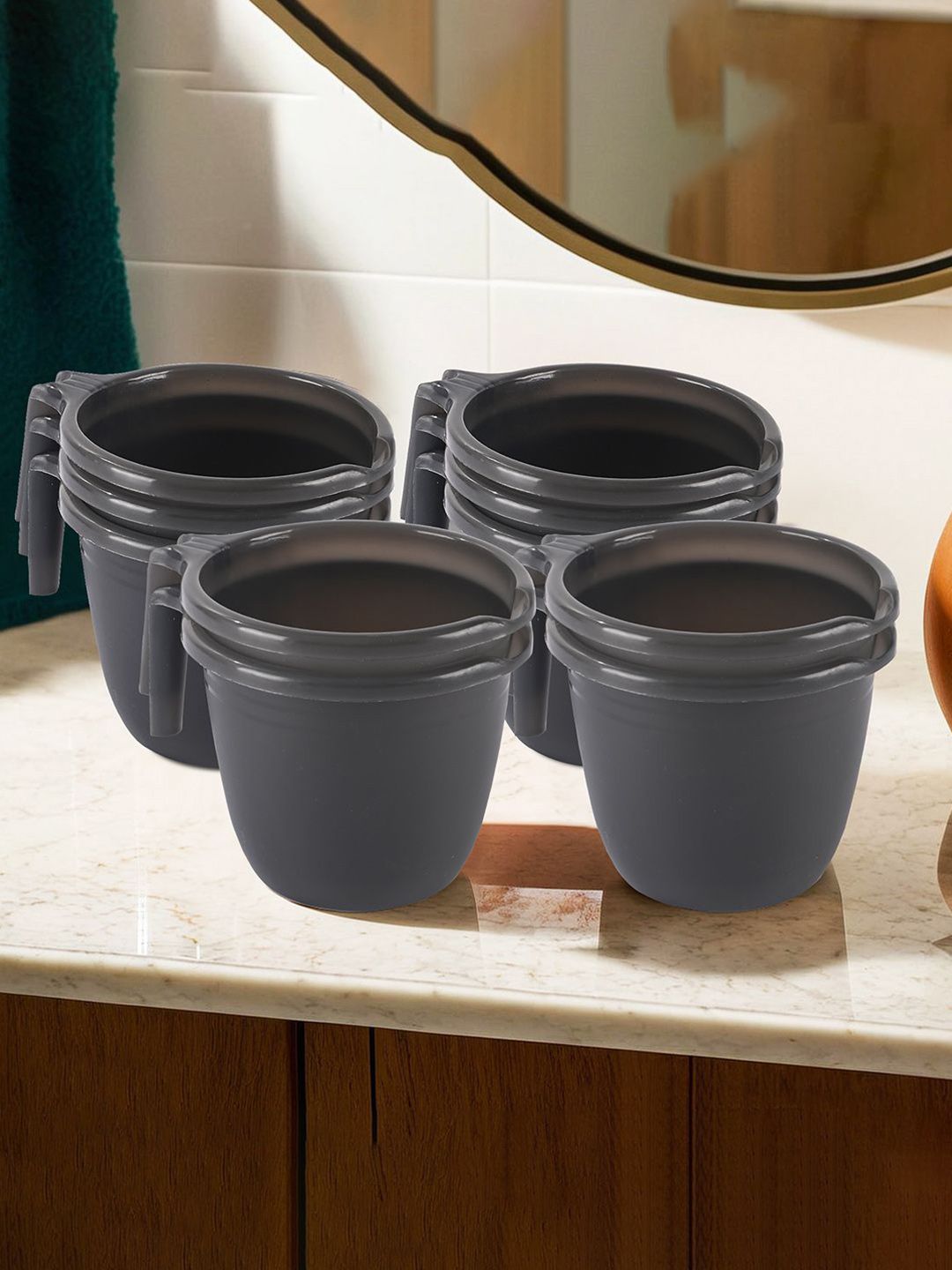 Kuber Industries Black 10 Pieces Lightweight Mugs 1 L Each-picture-41