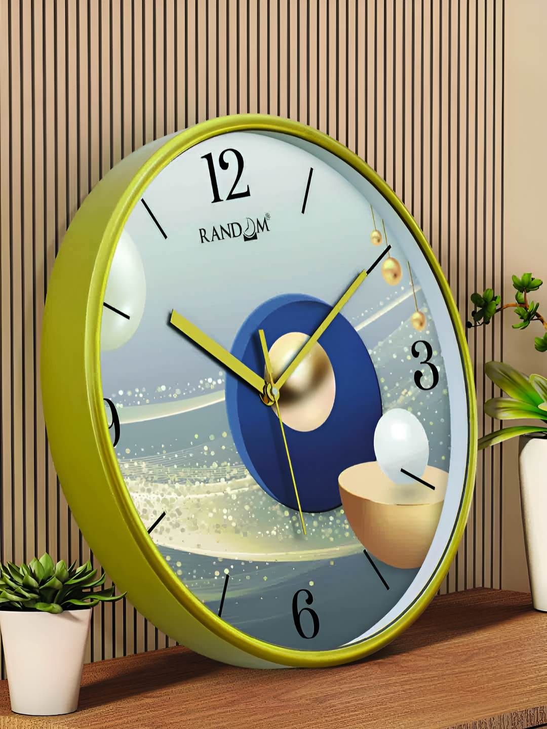 RANDOM Green & Navy Blue Printed Contemporary Round Analogue Wall Clock-picture-23