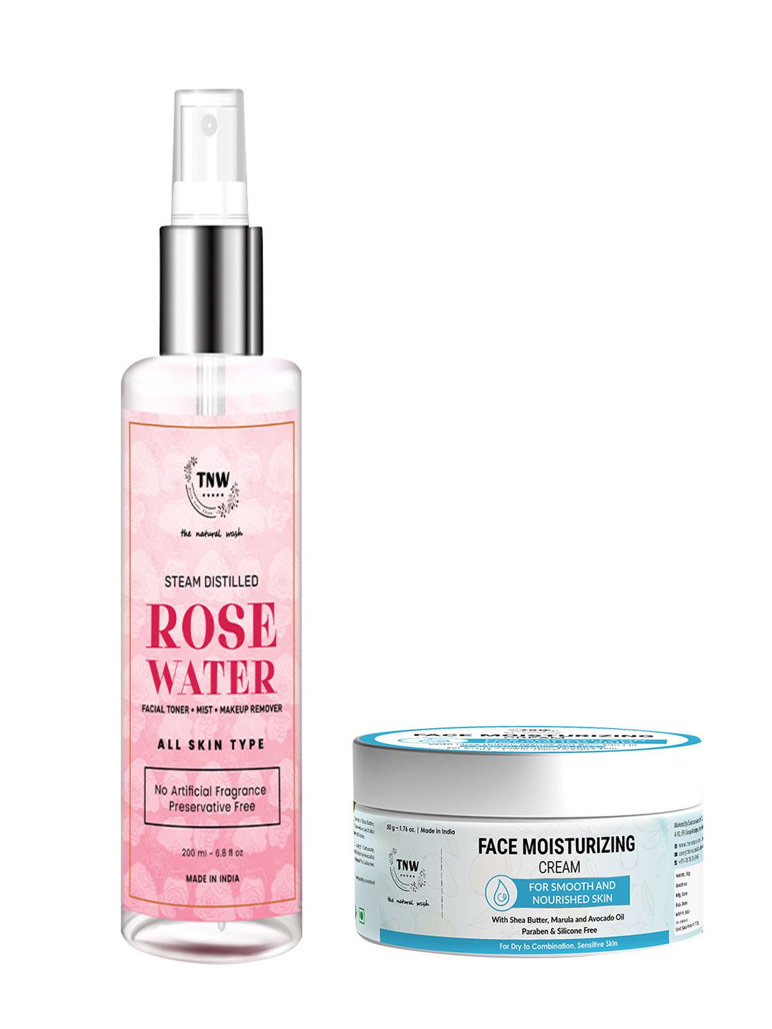TNW the natural wash Set of Face Moisturizing Cream - 50g & Rose Water Toner - 200ml-picture-28