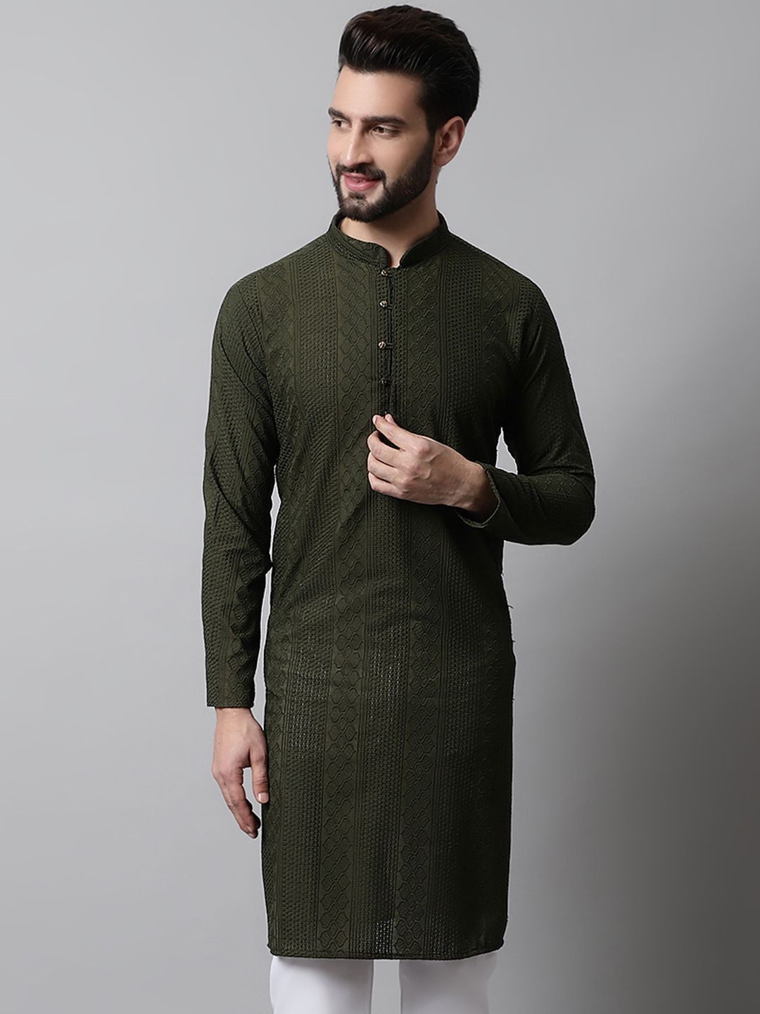 Jompers Men Embroidered Chikankari Kurta-picture-21