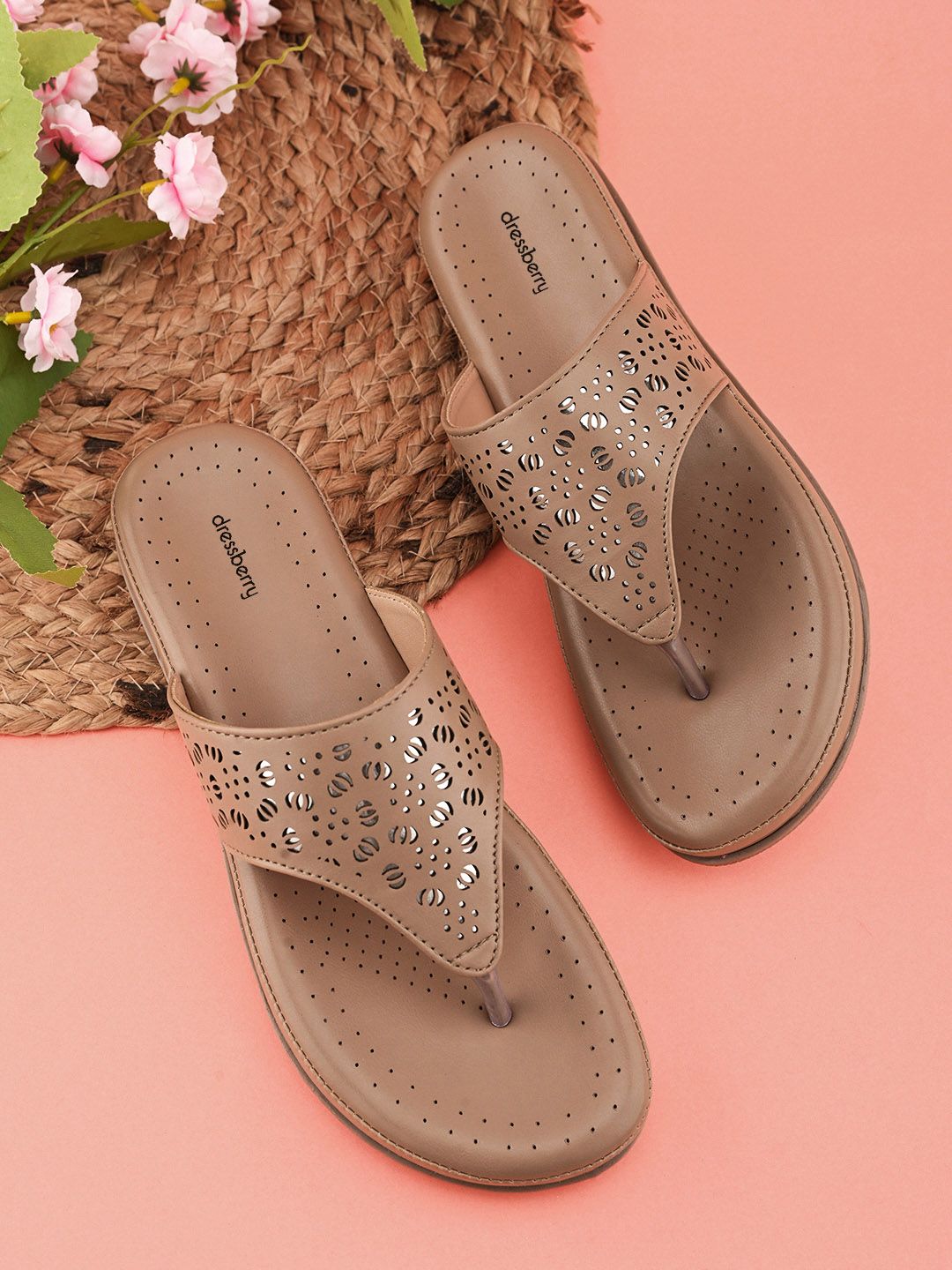 DressBerry Women Embellished Open Toe Flats with Laser Cuts-picture-24