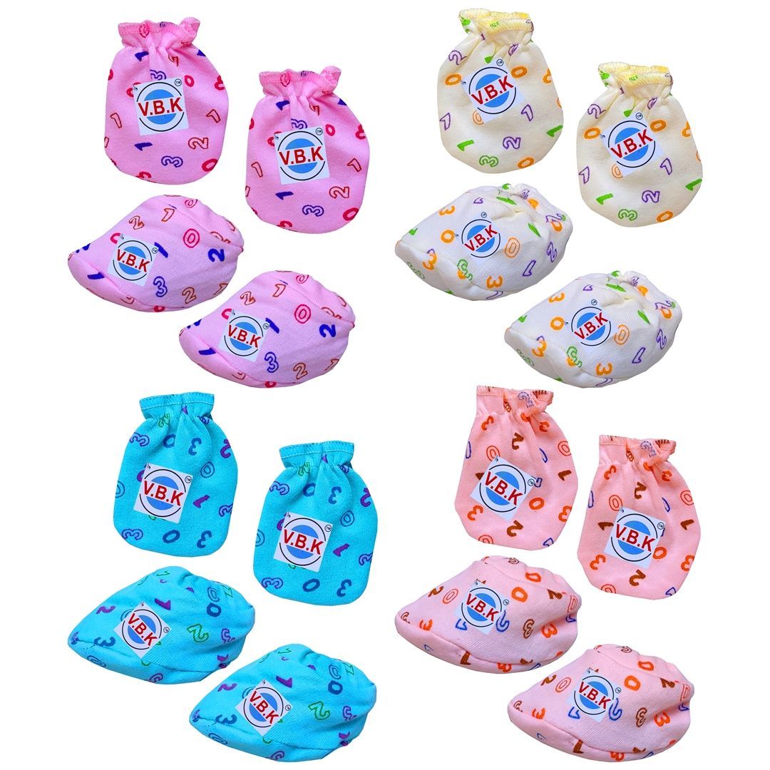V.B.K Infants Pack Of 4 Printed Mittens & Booties-picture-45