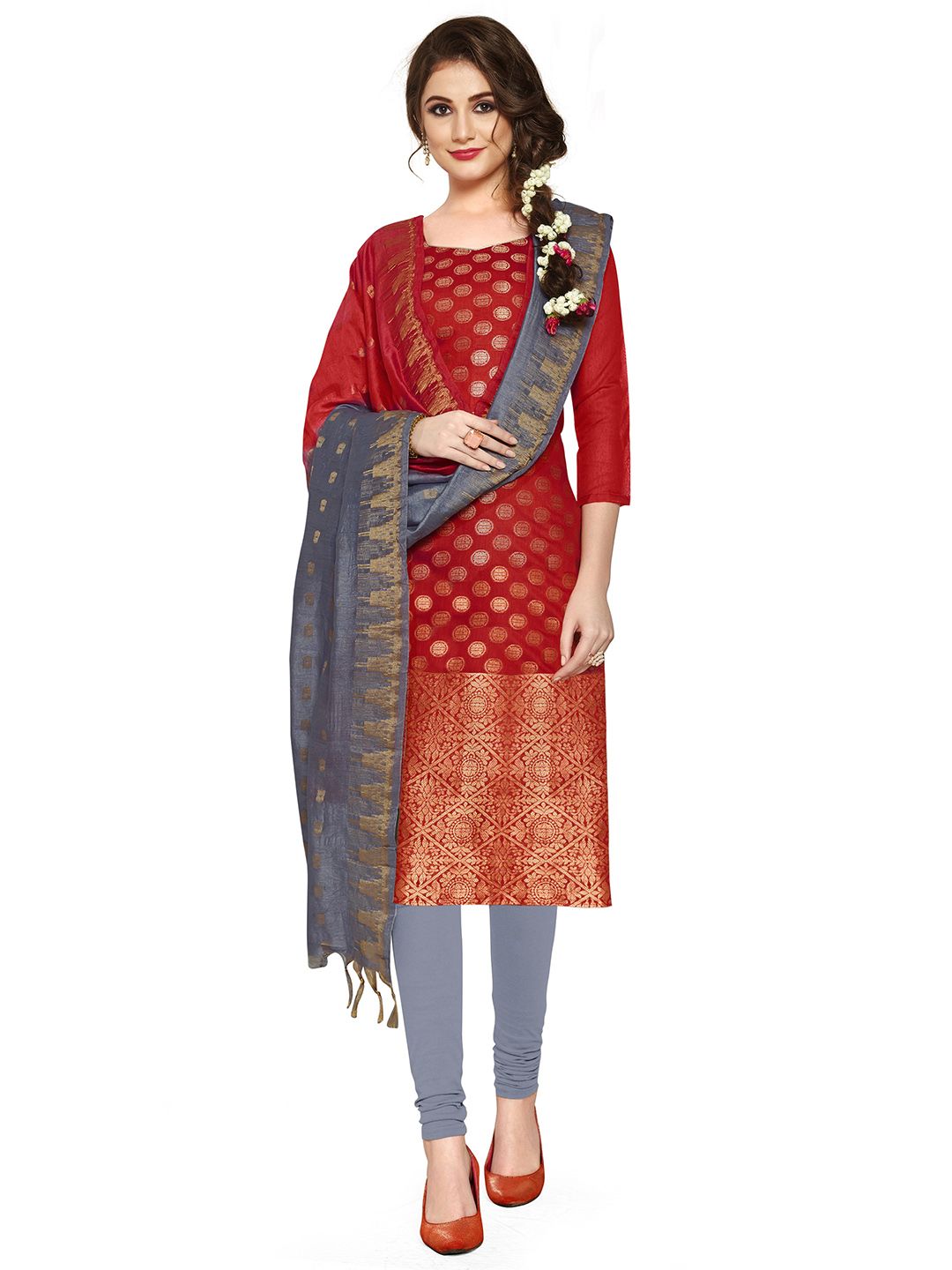 Maroosh Floral Woven Design Banarasi Silk Unstitched Dress Material-picture-33