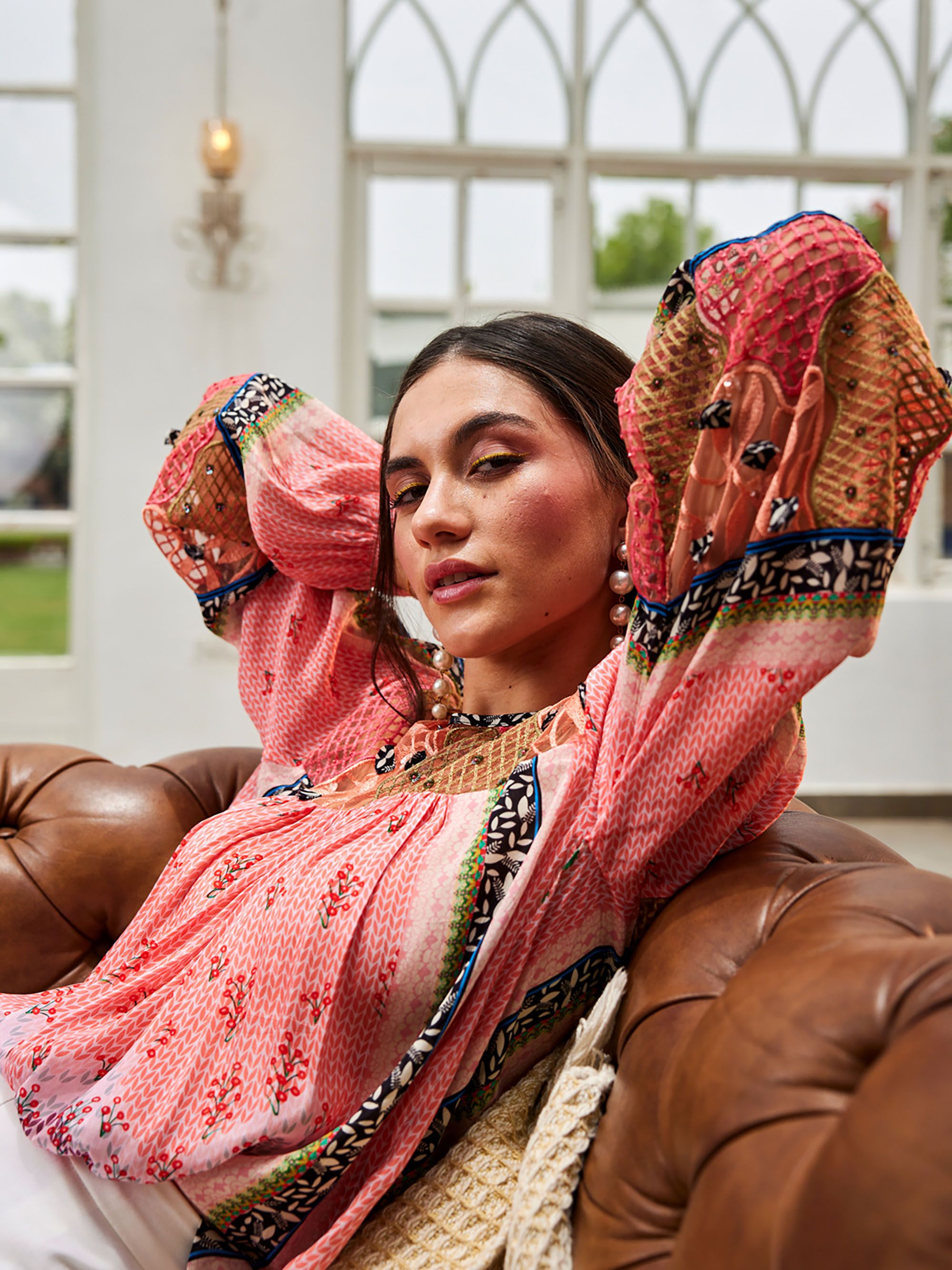 Bhanuni Floral Printed Embroidered Puff Sleeve Top-picture-21