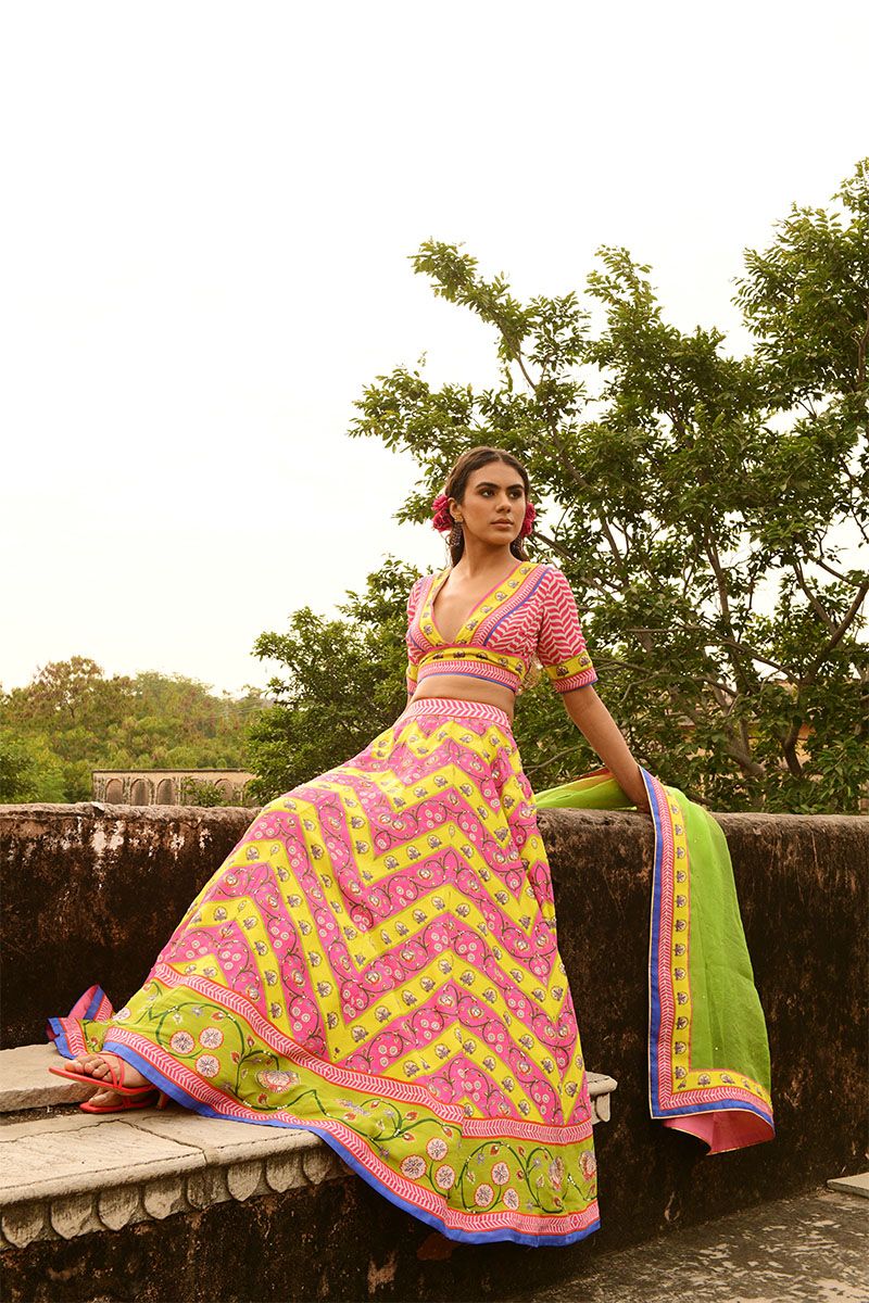 SWATI VIJAIVARGIE Printed Ready to Wear Lehenga & Blouse With Dupatta-picture-0